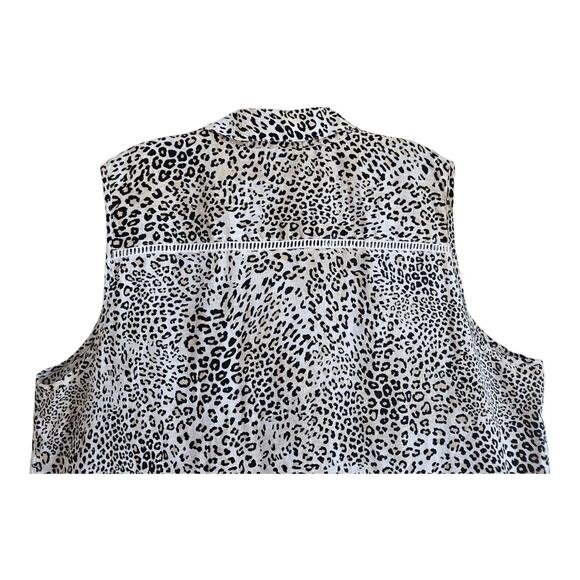 CHICO'S 3.5 Women's Plus 18 Linen Tunic Blouse Sleeveless Leopard No Iron 48" - Picture 6 of 9